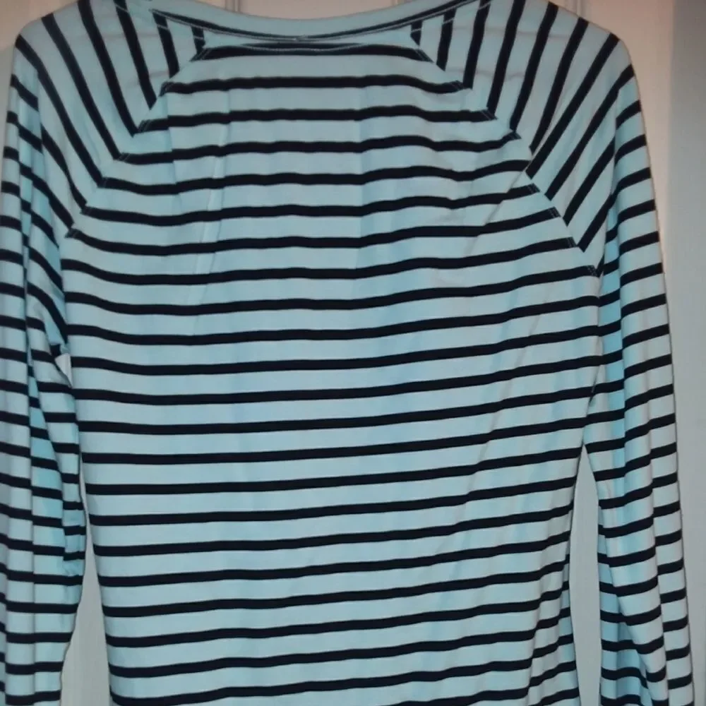 PINK Victoria's‎ Secret Women's Black Green Stripe Long Sleeve Shirt Medium NWT